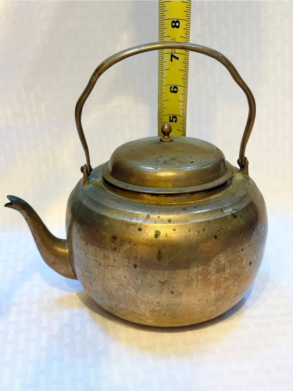 Brass Teapot Kettle with Handle - Antique-Style Brown Finish